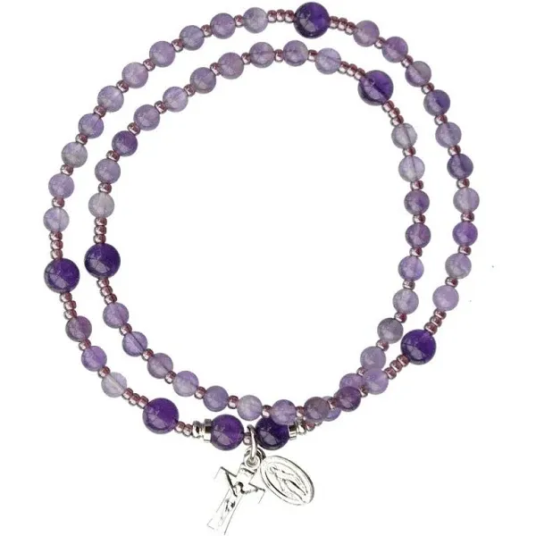 4mm Genuine Amethyst Twistable Rosary Bracelet