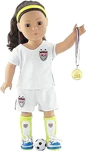 18 inch Doll Clothes | Team USA-Inspired 7 Piece Soccer Uniform, Including Shirt and Shorts,