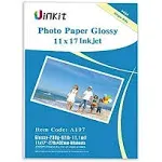 Uinkit 11 x 17 Thick Photo Paper Glossy 11x17 60Sheets 62lb Inkjet Heavyweight 230gsm Gallery show Brochure Pictures Funeral Bulletin Obituary Papers Obituaries Gloss Papers