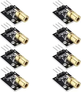 8PCS 3 Pin 650nm 5V Laser Transmitter Sensor Module Board KY-008 Dot Diode Copper Head Sensor Module Diode Laser Mini laser head for Arduino Raspberry Pi Laser