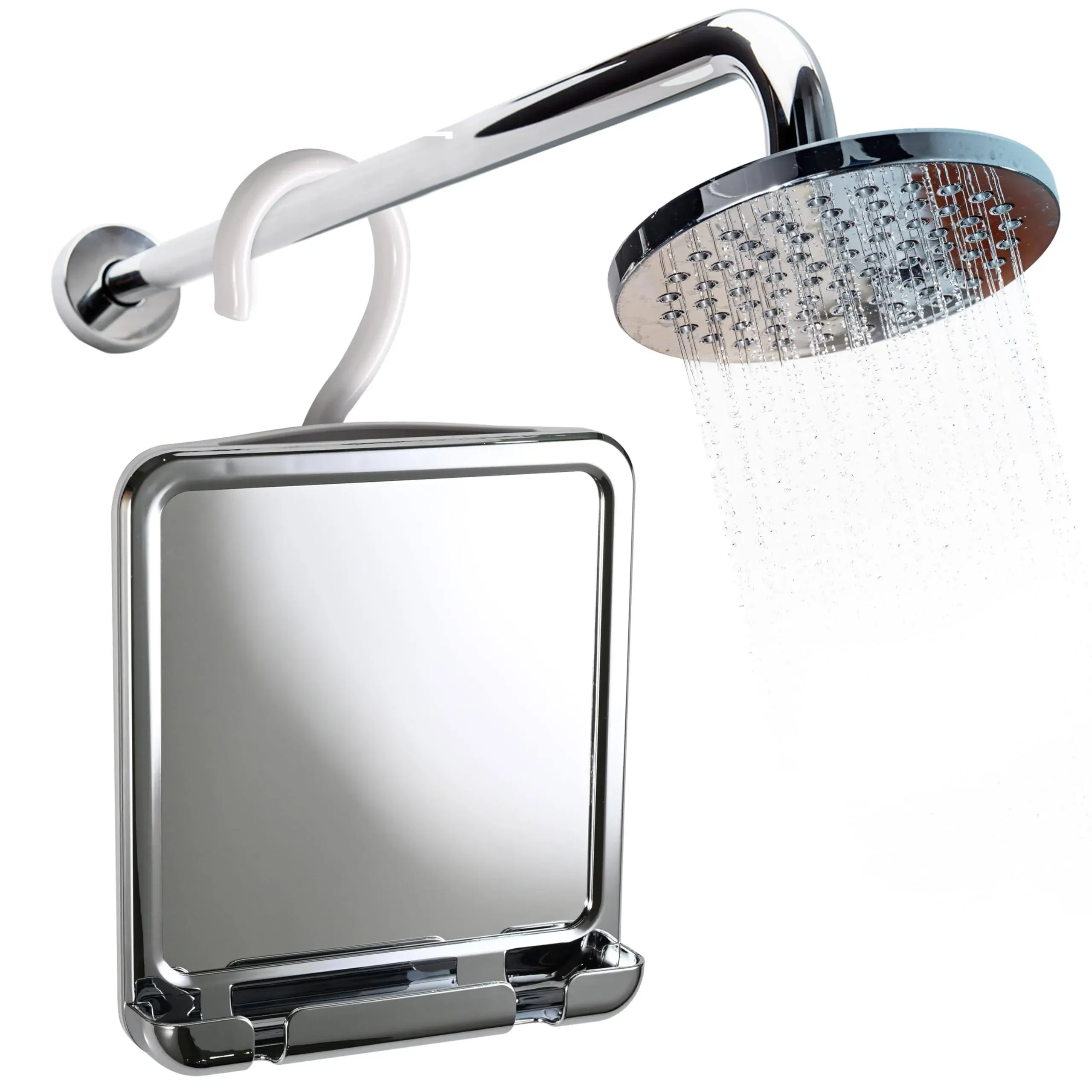 MIRRORVANA Fogless Shower Mirror for Shaving with Razor Holder and Dual Anti Fog Design - Hook for Hanging - Shatterproof 8" x 7" Surface (Chrome)