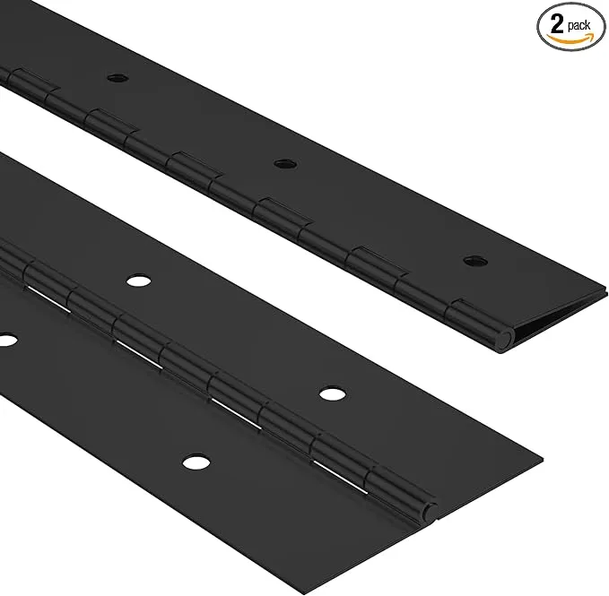 2Pcs Wide Piano Hinge 20" x 2-1/2", 0.06" Thickness Black Stainless Steel Continuous & Piano Hinges for Wood Furniture Mailbox Tool Storage Boxes Cabinets Door Hinges