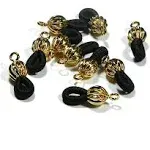 10 Black Beaded Eyeglass Holder Necklace Findings for Eye or Sun Glasses W/Elastic Loops