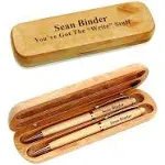 Executive Gift Shoppe - Personalized Pen and Pencil Set in Maple Wood - Wooden Pen and Pencil Case Gift Set with Complimentary Engraving