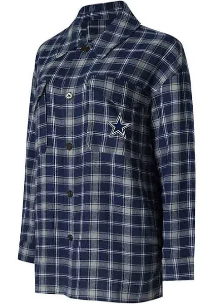 Concepts Women's Dallas Cowboys Arctic Boyfriend Flannel Nightshirt