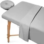 Saloniture 3-Piece Microfiber Massage Table Sheet Set - Premium Facial Bed Cover - Includes Flat and Fitted Sheets with Face Cradle Cover - Lavender