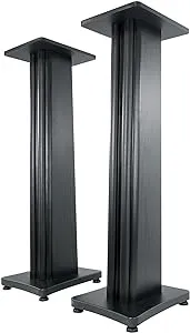 2 Rockville SS36B Premium Black Wood Grain 36" Home Speaker Stands Up to 100Lbs