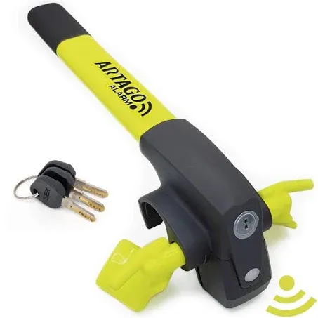 Artago 870 High-end Steering Wheel Lock 2in1 Without or with 120dB Alarm + Don't Touch Warning, Visible and Deterrent High Security, Universal Anti