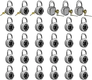 Combination Padlock with Key, 30 Pack 12 Keyed Alike Matching Key, Combinatio...