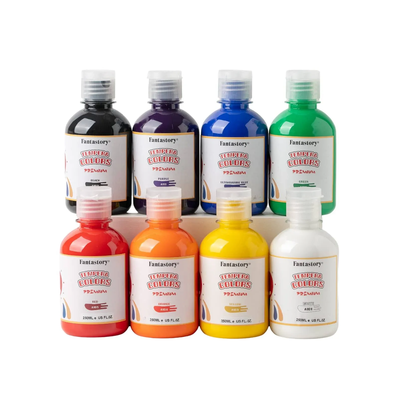 Fantastory Tempera Paint for Kids 8 Colors (8.4 oz Each) Washable Tempera Paint ...