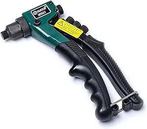 SATA 8-Inch Riveter Gun, with a Heavy-Duty Steel Body and a Spring-Loaded Rubber Handle that Ejects Rivet Stems Automatically - ST90501SC