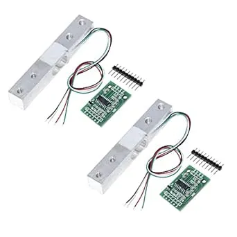 ShangHJ 2 Sets Digital Load Cell Weight Sensor + HX711 ADC Module Weighing Sensor for Arduino DIY Portable Electronic Kitchen Scale Kit (10kg, HX711)