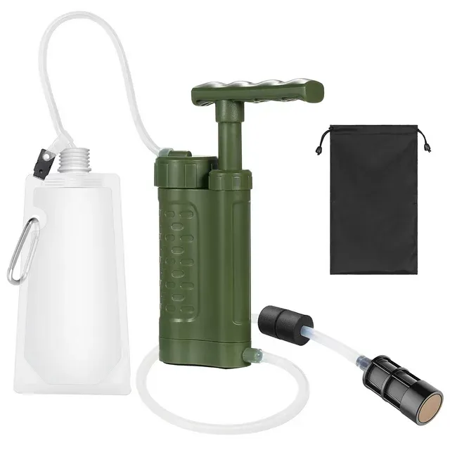 Water Purifier Pump Water Filtration System with 0.01 Micron Water Filter Portable Outdoor Survival Gear for Family Preparedness Camping Hiking