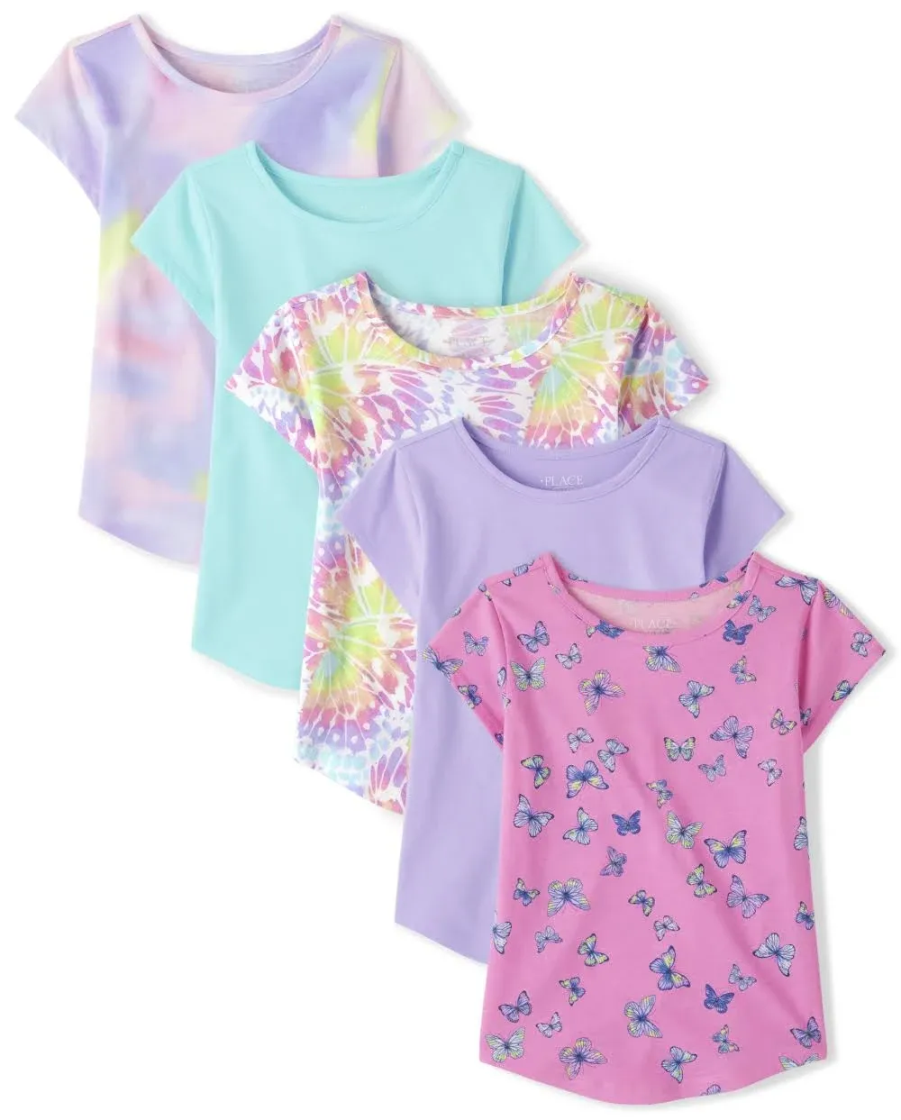 Girls Print Tee Shirt 5-Pack - Beach plum