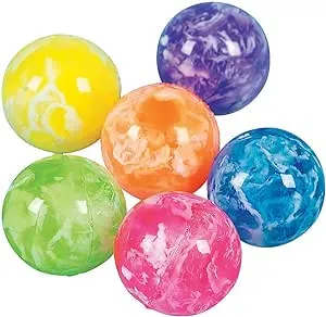 Fun Express Neon Marbleized Bouncy Balls - Bulk Set of 48 Small bouncey Balls