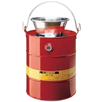 Justrite 10905 Drain Can,5 Gal.,Red,Galva<wbr/>nized Steel