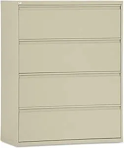 Alera ALELF4254PY Putty Four-Drawer Metal Lateral File Cabinet - 42&quot; x 19 1/4&quot; x 53 1/4&quot;