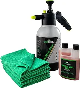 Waterless Car Wash Kit | Wash & Spray Wax 100+ Cars | All-In-One Car Cleaning Kit With Car Wash Sprayer & Concentrate Car Wash Soap | Exterior & Interior Car Cleaner For Fast Car Detailing