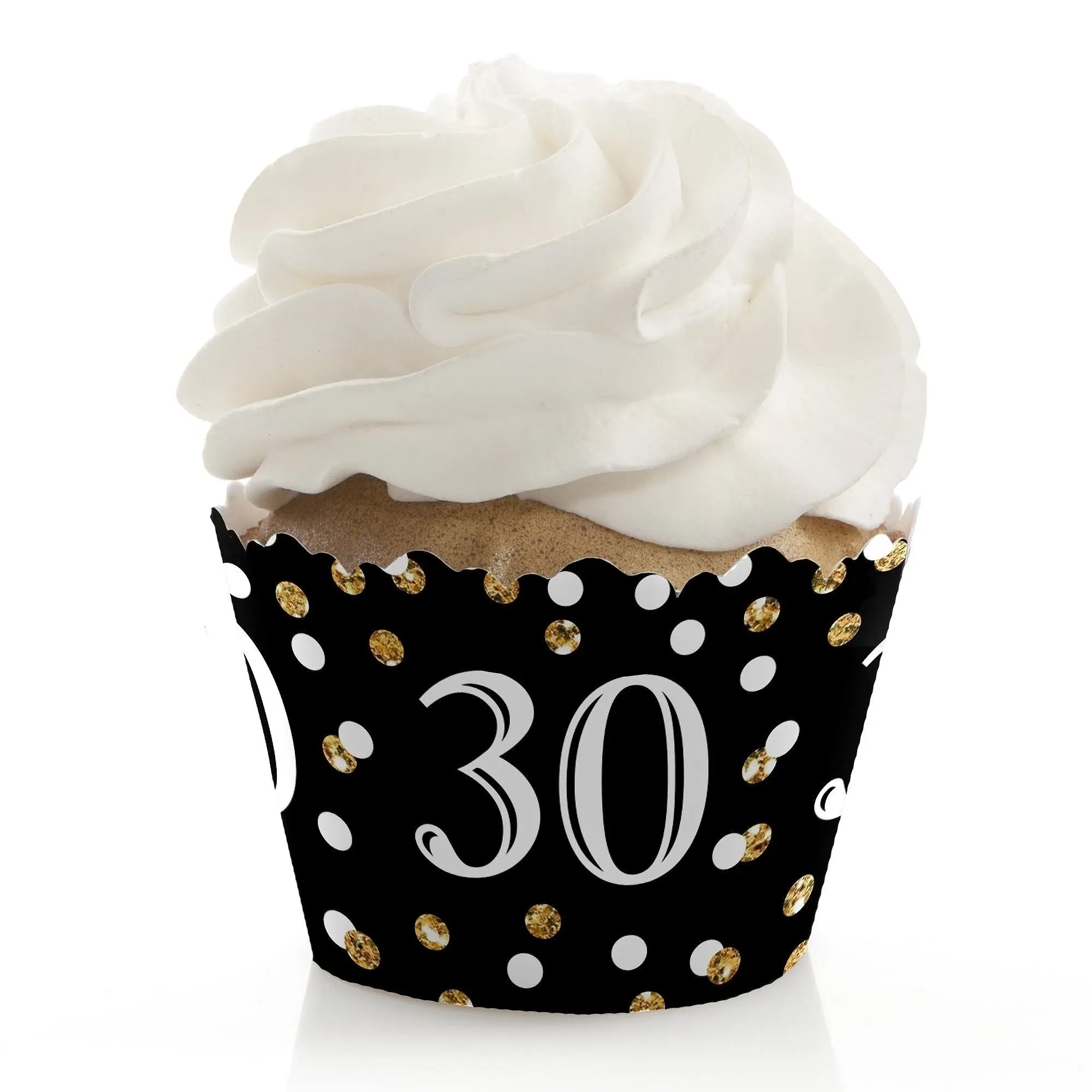 adult 30th Birthday - Gold - Birthday Decorations - Party Cupcake Wrappers - Set ...