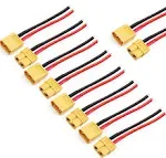 5 Pairs XT60 Pigtail,XT60 male and Female Plug,XT60 Connector Adapter with 10cm 14AWG Silicone Wire for RC Lipo Battery FPV Racing Drone