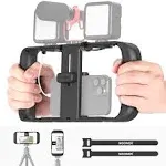 NEEWER Mobile Phone Video Rig, Mobile Phone Grip Stabiliser Cage with Cold Shoe and 1/4 Inch Thread, Video Recording Film Rig, Compatible with iPhone 16 15 Pro Max Plus 14 13 Mini X XS Max XR