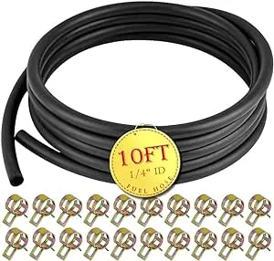 Fuel Line Hose 1/4 Inch 10FT for Kawasaki Kohler Briggs & Stratton Small Engines Fuel Line with 20pcs Hose Clamps