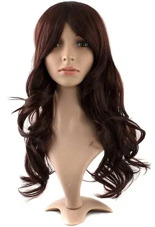 MapofBeauty 24 Inch/60cm Charming Synthetic Fiber Long Wavy Hair Wig Women Party Full Wig (Dark Brown/Red Brown)