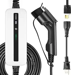 10/16A EV Charger Level 1+2, 20ft Charging Cable NEMA 6-20 Plug 2.2/3.6KW Portable Home Electric Vehicle Charging Station (with NEMA 5-15 to NEMA 6-20 Adapter)