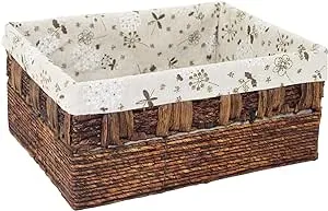 Rectangular Woven Water Hyacinth Storage Baskets Large Handmade Basket for ...