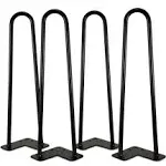 WEN TLP16B 16-Inch Mid-Century Modern Satin Black Hairpin Table Legs, Set of 4