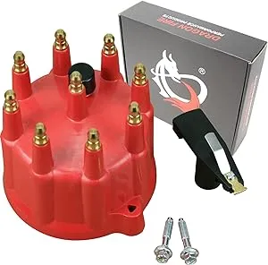 DRAGON FIRE PERFORMANCE Heavy Duty Distributor Cap and Rotor Set Compatible Replacement With 1992-2003 Dodge B1500 B2500 Dakota Durango Ram 1500 2500 3500 5.2L 5.9L V8 4740339AB Oem Fit CAP1049-DF