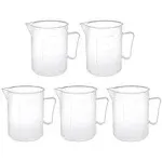 Uxcell 5pcs Laboratory Clear White PP 250ml Measuring Cup Handled Beaker | Harfington