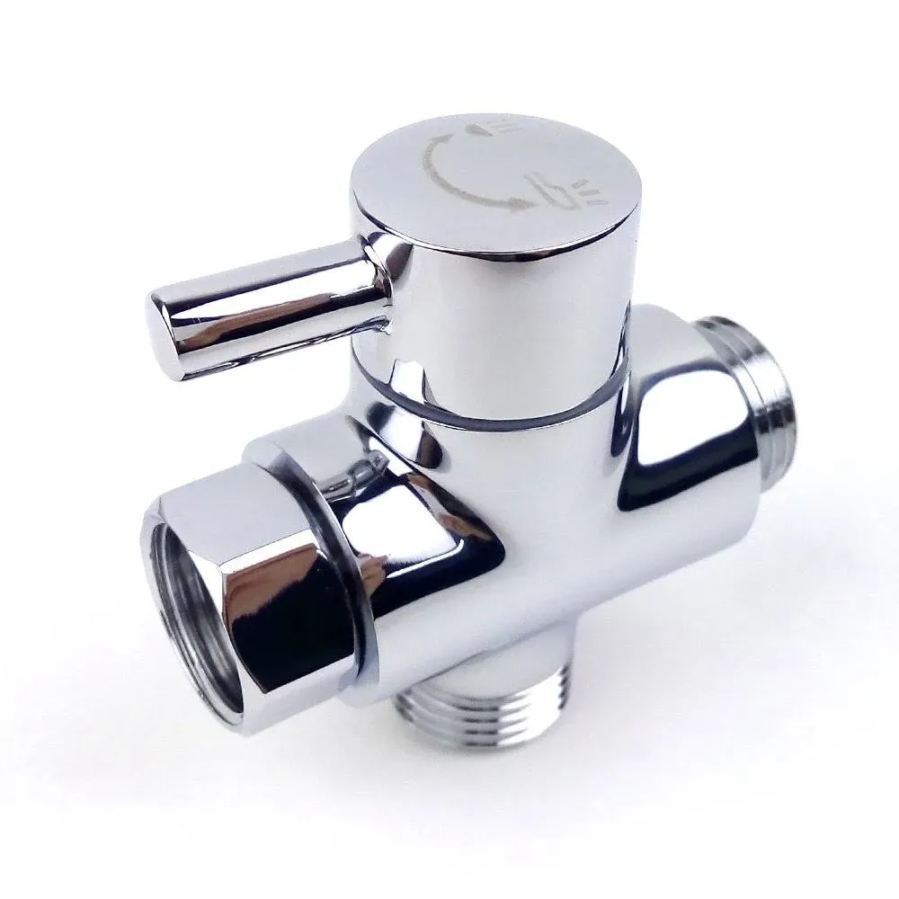 Brass Shower Arm Diverter Valve for Hand Held Showerhead and Fixed Spray Chrome