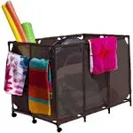 Essentially Yours Pool Noodles Holder, Toys, Floats, Balls and Floats Equipment Mesh Rolling Storage Organizer Bin, XXL, Brown Style 455119