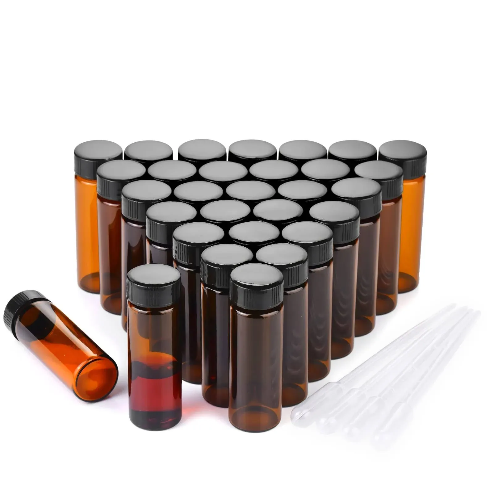 30ml Amber Small Glass Vials 30pcs with Screw Caps(30pcs)