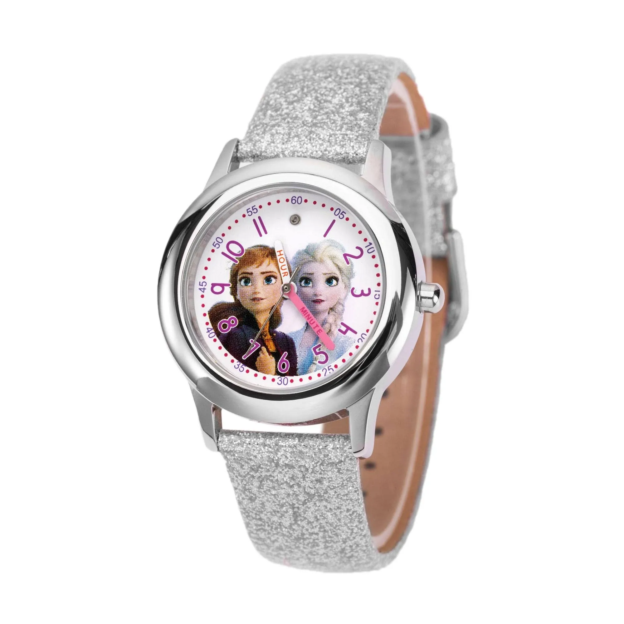 Disney Frozen Kids' Stainless Steel Time Teacher Analog Quartz Leather Strap Watch