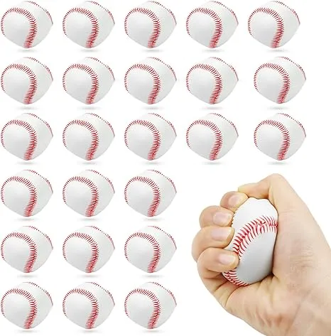 24 Pack Mini Foam Baseballs - 2 Inch Soft Baseball Toys Squeeze Stress Relief Balls for Kid Themed Party Favors, Sports, Gifts