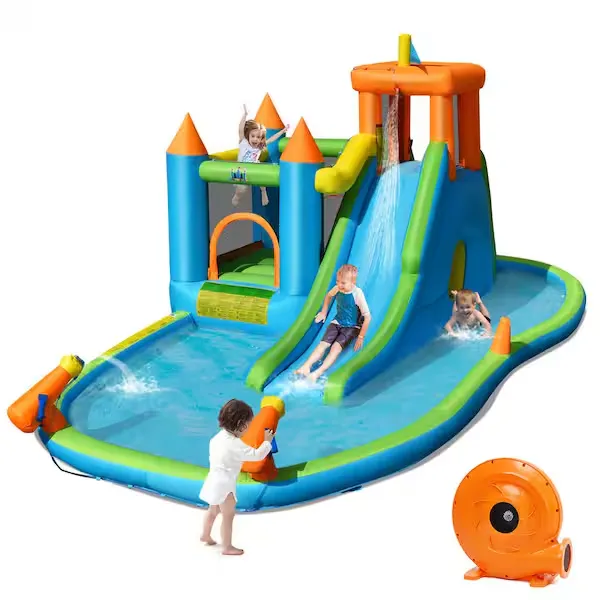 Costway Inflatable Water Slide with Bounce House Splash Pool Blower Kids