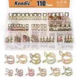 Keadic 110pcs [ 11 Size ] 7mm to 17mm Spring Hose Clamp Vacuum Clamp Spring Band Type Clamps Action Fuel/Silicone Vacuum Hose Pipe Clamp Low