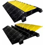 Electriduct 2 Channel Extreme Rubber Cable Protector 3" Diameter Ramp Black Base/Yellow Lid