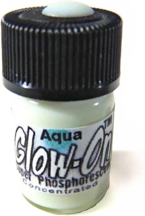 Glow-On Aqua, White Day Color, and Aqua Glow. Gun Night Sights Paint, Small 2.3 ml Vial. Concentrated, Bright, Long Lasting Luminescence.