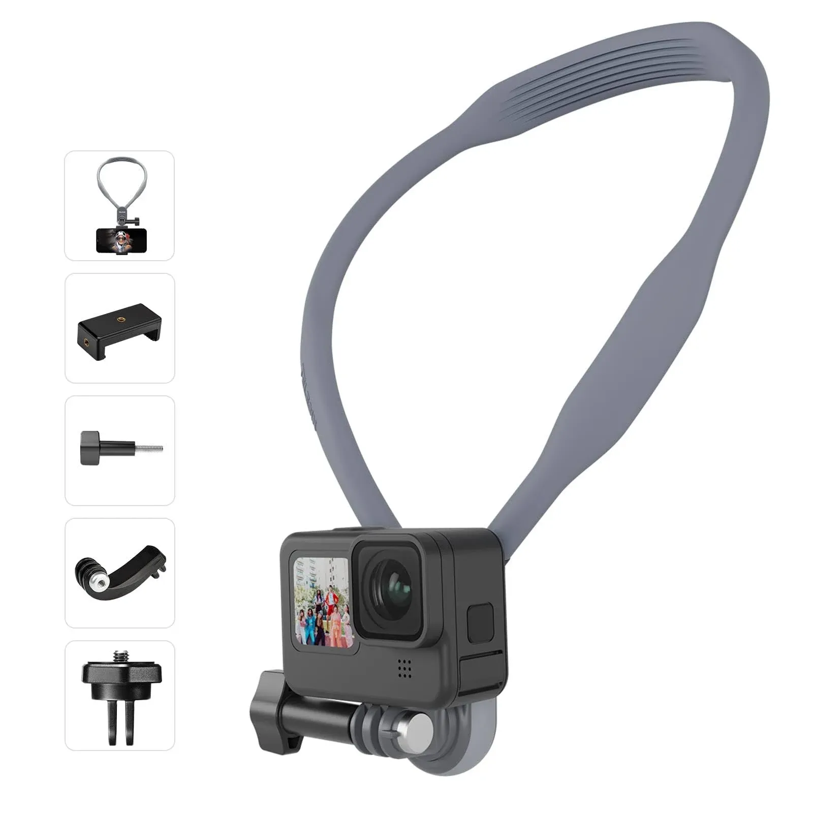 TELESIN Magnetic Neck Mount Kit with Phone Clip Vertical Adapter POV Selfie Necklace Holder Lanyard Strap Accessories for GoPro