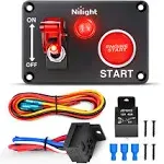 Nilight Ignition Switch Panel 12V 2 in 1 Rocker Switch with Engine Push Button Toggle Switches with Relay Wiring Harness LED for RV Truck Racing Car Boat Marine Trailer