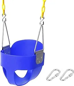 High Back Full Bucket Toddler Swing Seat with Yellow Plastic Coated Swing Cha...