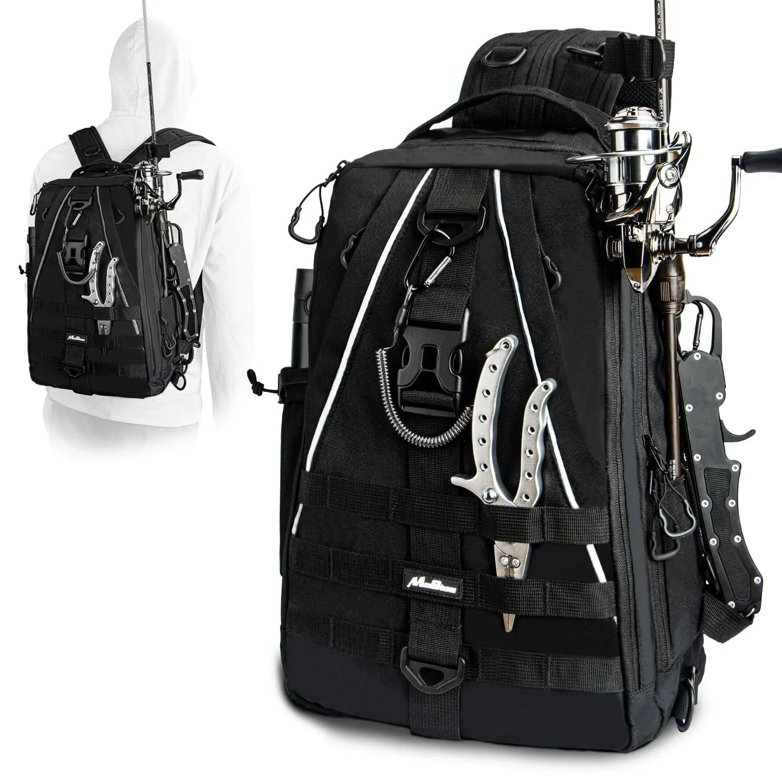 Fishing Backpack Tackle Bag, Fishing Tackle Backpack with Rod Holder, Tackle Box Backpack