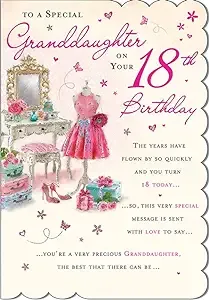 Regal Publishing Milestone Age Birthday Card Age 18 Granddaughter - 9 x 6 inches