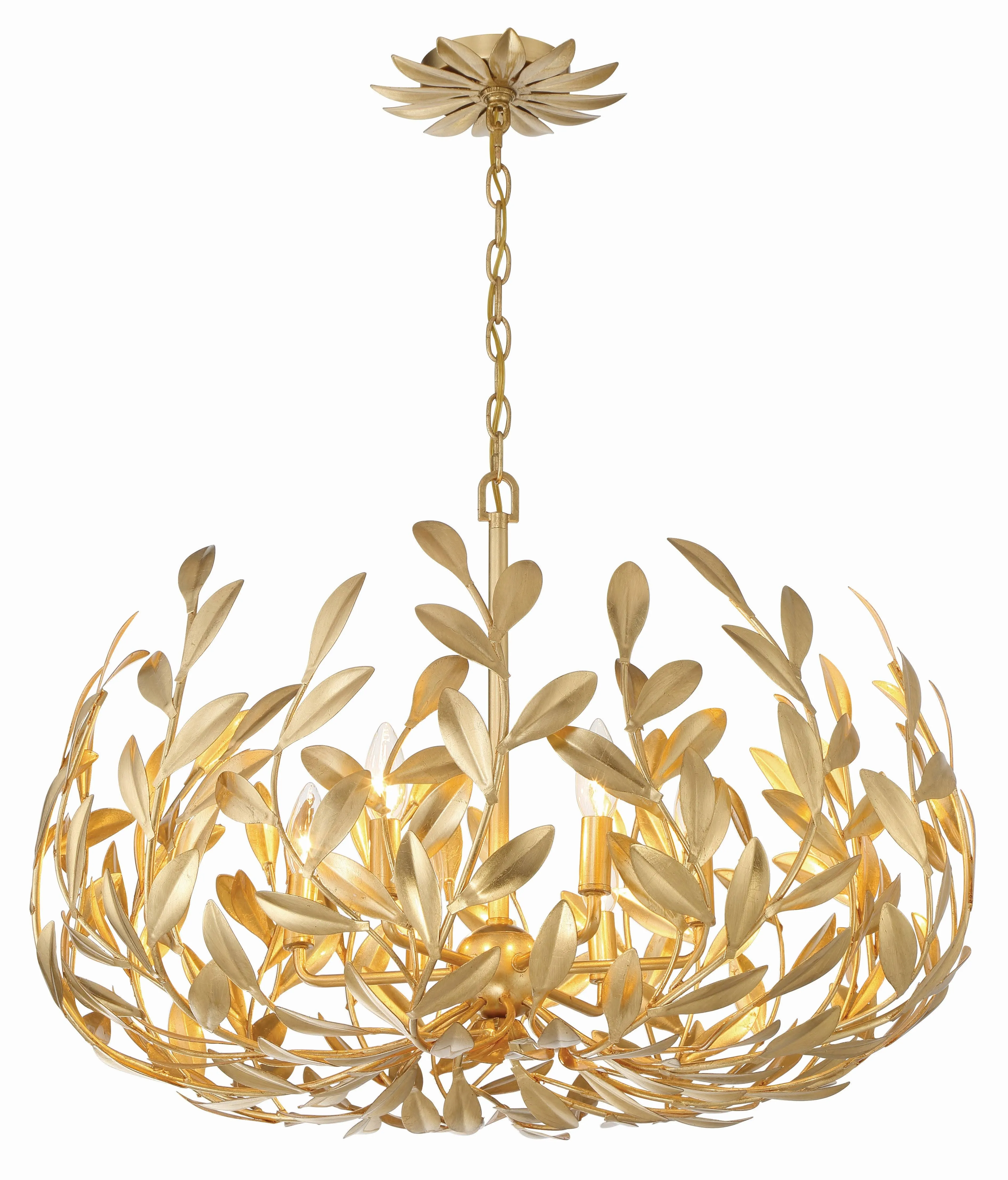 Crystorama 533-GA Broche 6 Light Antique Gold Chandelier