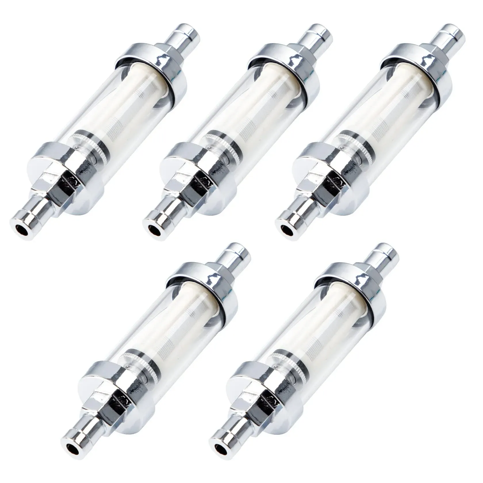 CarBole 9748 Universal 3/8" Inlet/Outlet Fuel Pump Filter Clear View - Glass-5 Pcs