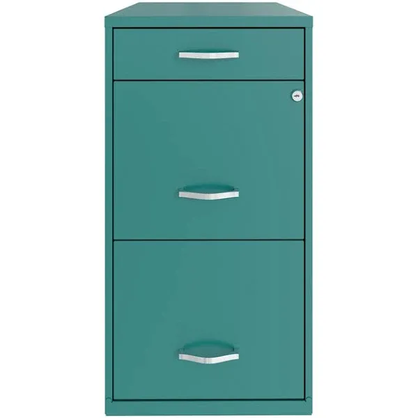 Pemberly Row 3 Drawers 27.32" Vertical Turquoise Metal Filing Cabinet Lockable Pre-Assembled Stationary Letter Size for Home, Office