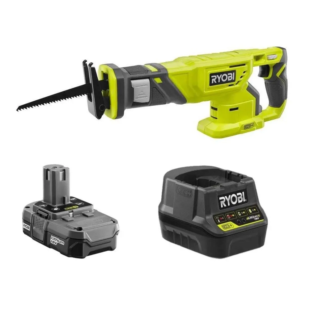 Ryobi 18-Volt Cordless Reciprocating Saw Kit with Battery and Charger (No Retail Packaging, Bulk Packaged)